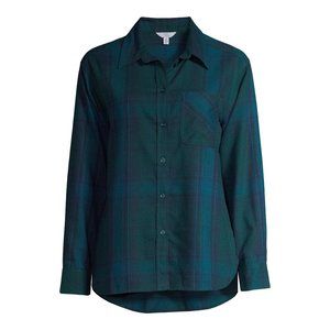 Time and Tru Women's Plus Size Plaid Button Down